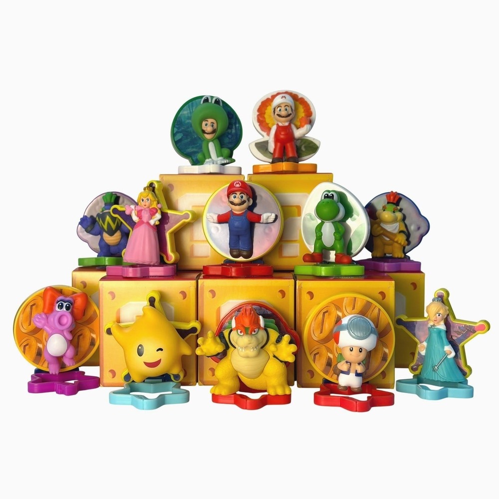 McDonalds Super Mario Galaxy Happy Meal Toy Complete Set 12 Figures with Boxes